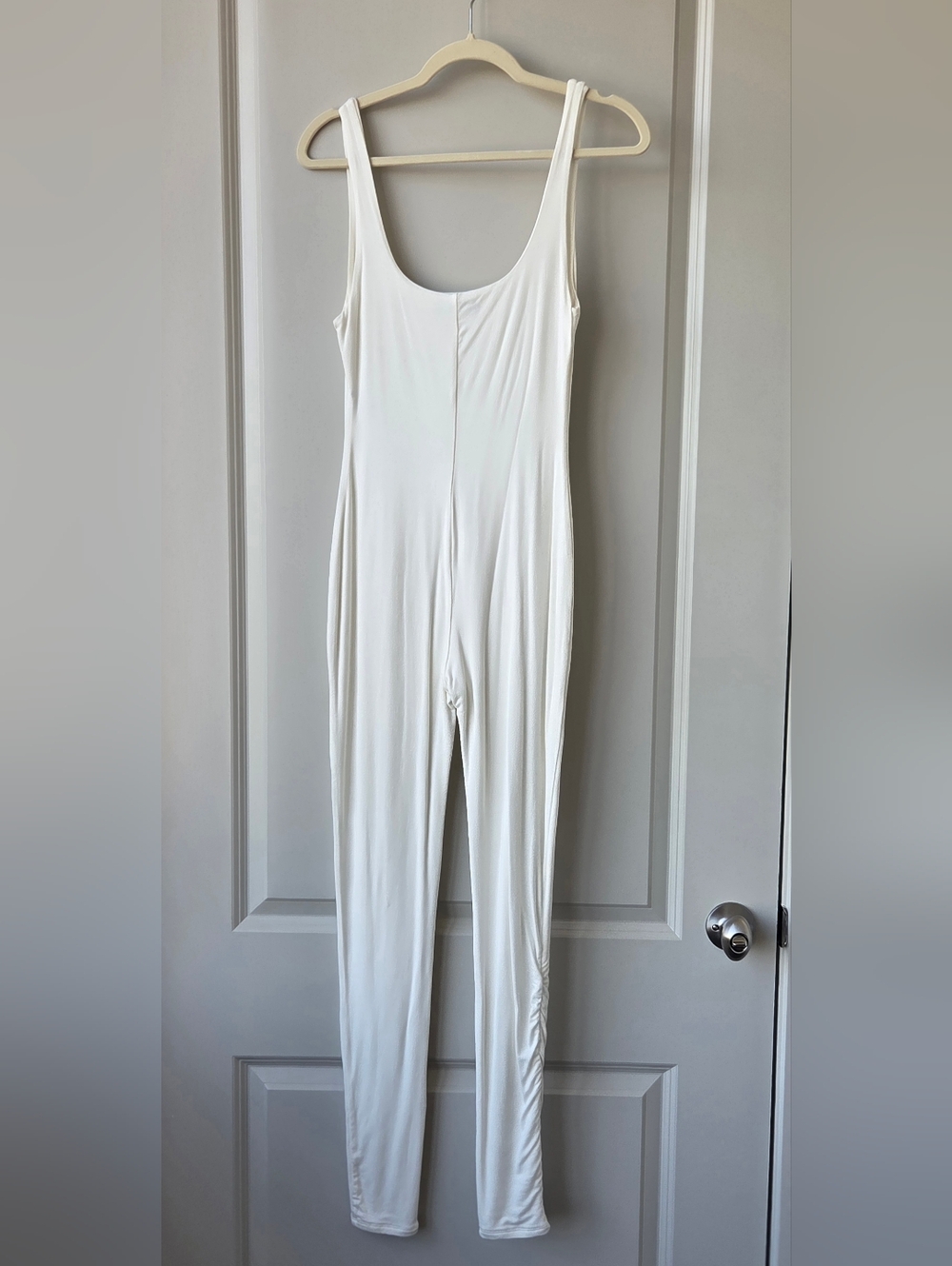 Naked Wardrobe White Scoop Neck Jumpsuit